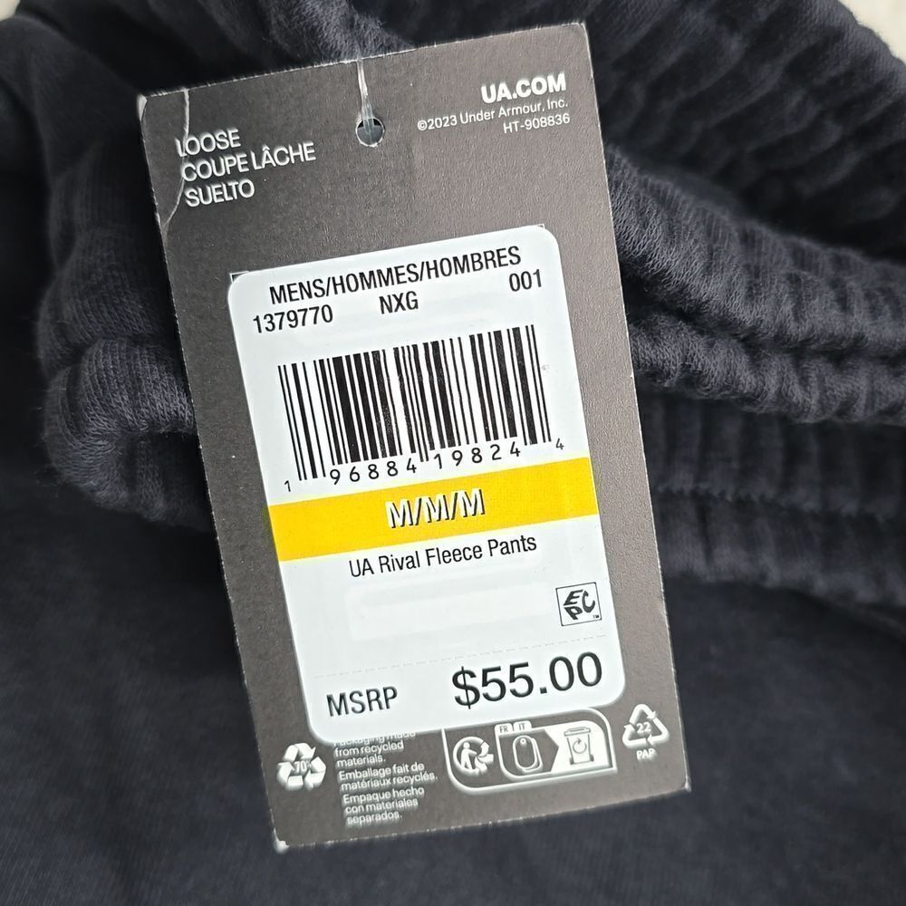 708 NWT Men's UA Rival Fleece Pants regular Inseam: 31.25" - Picture 4 of 4